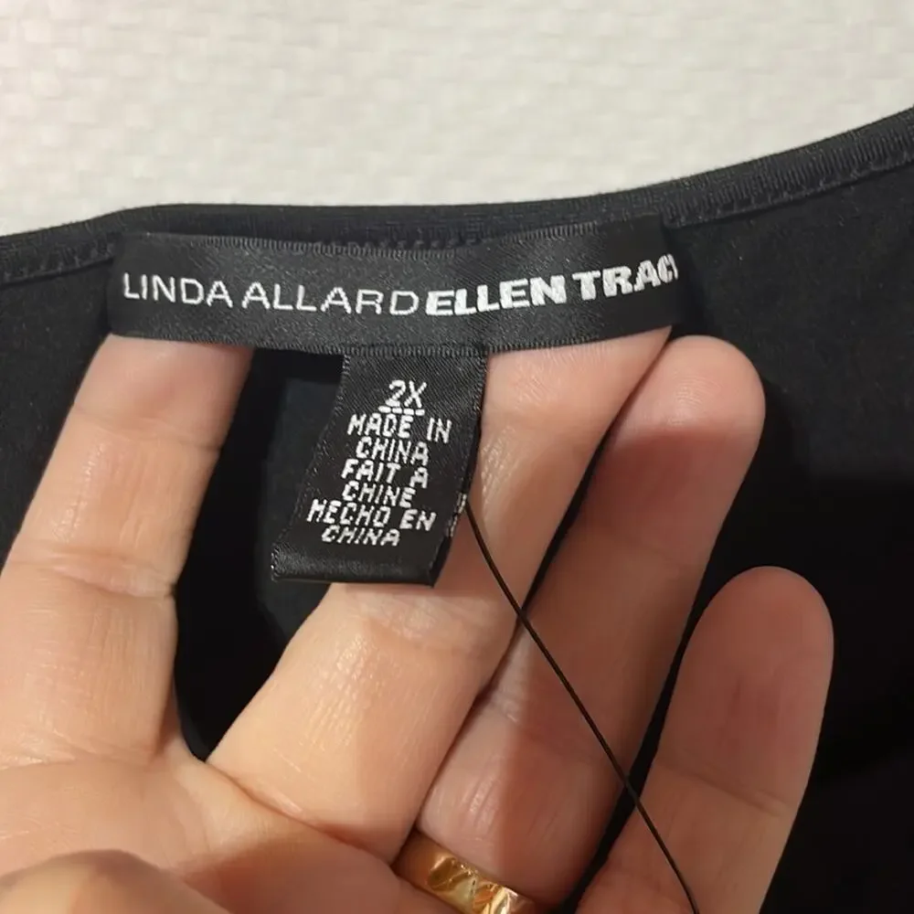 Linda Allard Ellen tracy 2x black scoop neck silk tank nwt perfect for layering
